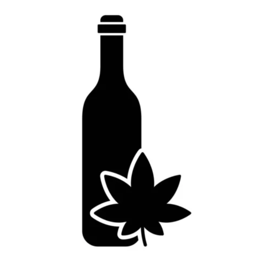 Bottle with Cannabis leaf