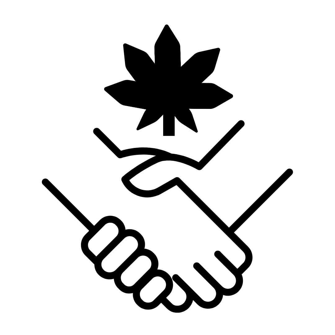 cannabis leaf and handholding